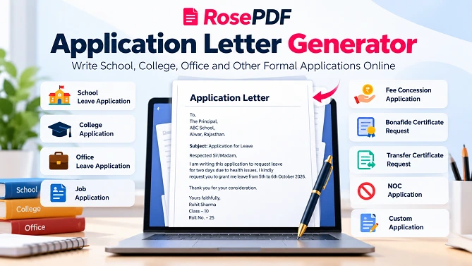 Application Letter Generator online for school, college and office applications
