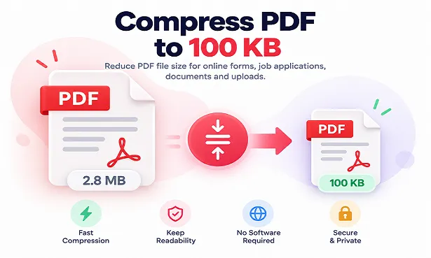 Compress PDF to 100 KB online using RosePDF