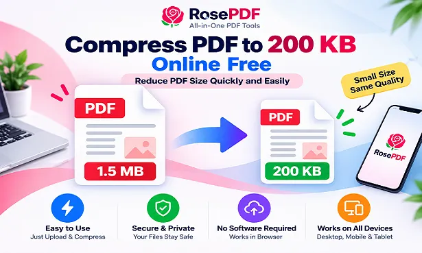 RosePDF compress PDF to 200 KB online free tool
